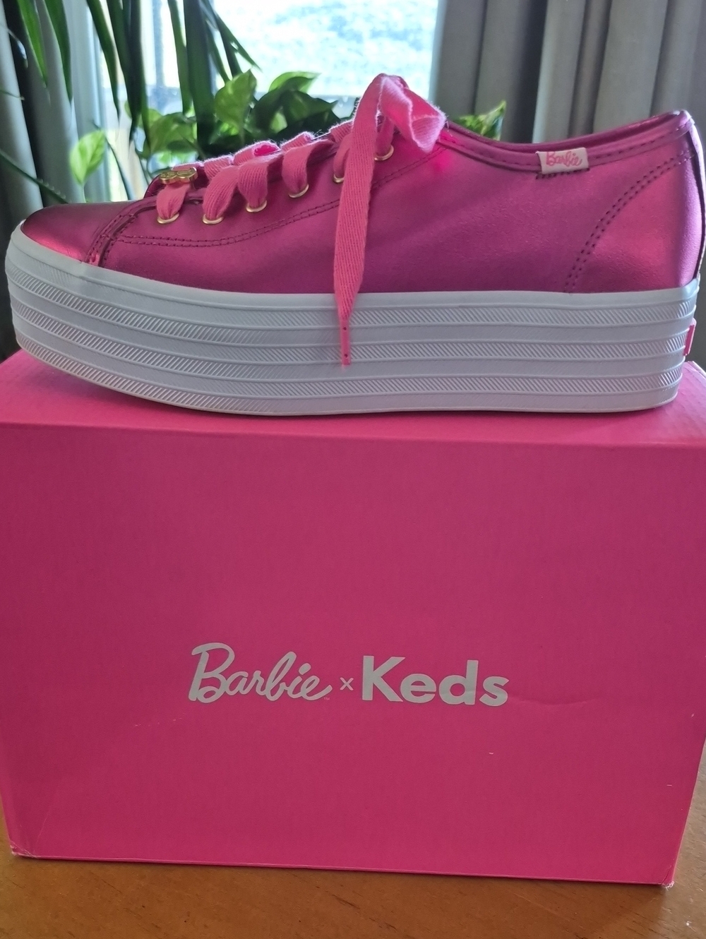 Barbie x Keds Metallic Pink Triple Up Sneakers in Original Box. Size 7.5. EUC
